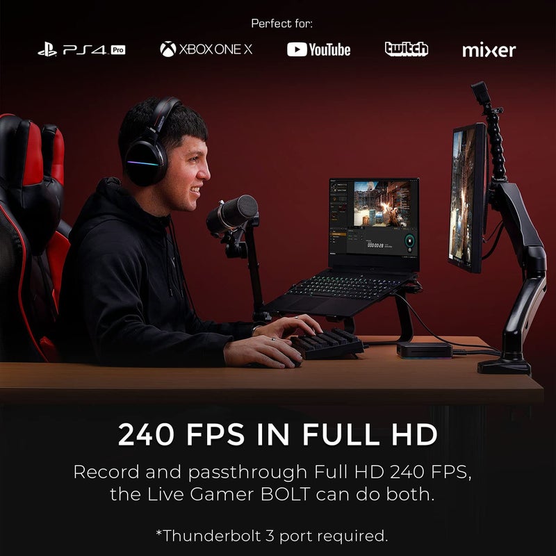 AVerMedia Live Gamer Bolt: Thunderbolt 3 External Capture Card, Stream and Record in 4K60 HDR10, Support Win 11 and MacOS 10.15, Not for Apple M1 CPU, Perfect for PS4 Pro, PS5, Xbox Series X/S (GC555) - Image 4